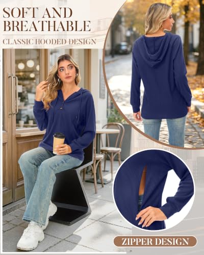 Neer Women's Nursing Hoodies Breastfeeding Shirts - color: Dark Blue, size: Medium