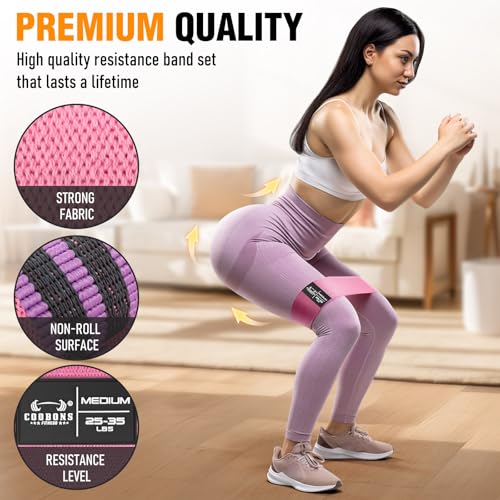 Fabric Resistance Bands for Working Out - color: Black