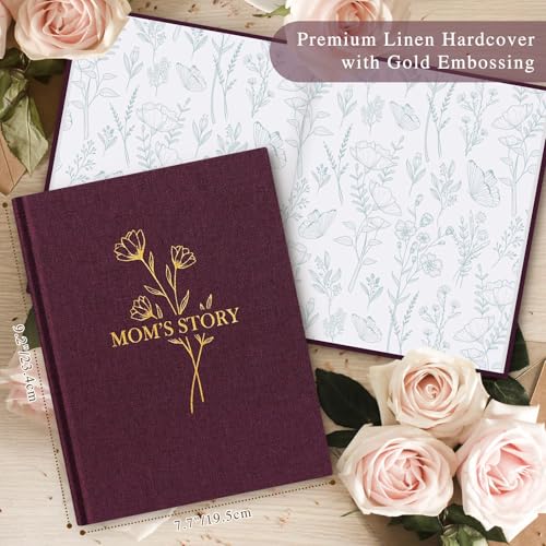 Lanpn Mom Life Story Book Journal with 270+ Prompts, Linen Hardcover Mother Story Guided Journal, Mom Memory Keepsake Book to Fill Out, Mother's Day Birthday Christmas Gift for Mom, Purple - color: Purple
