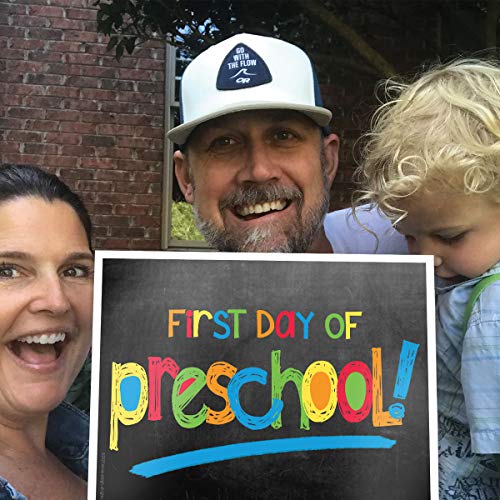 Class Keeper® School Memory Book + First & Last Day Photo Signs | Digital Memory App Included - color: Set: Primary Stripes Class Keeper + Primary Text Signs