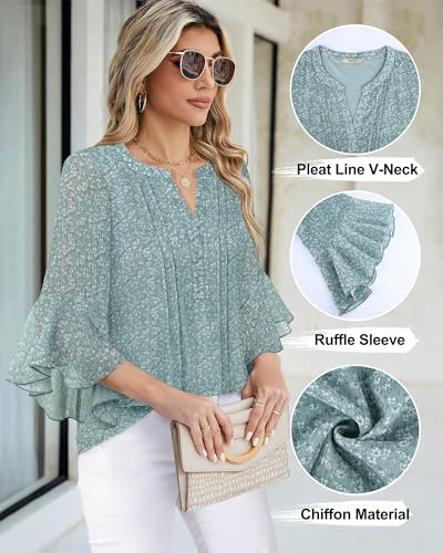 Timeson Women's 3/4 Sleeve Top - color: Blue Gray, size: Large