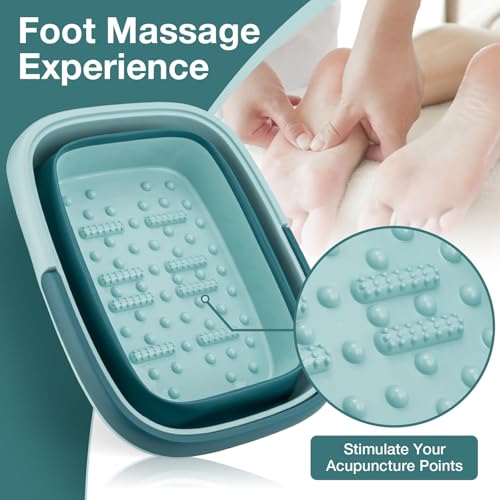 Collapsible Foot Bath Basin, Foot Tub for Soaking Feet w/Massage Acupoint - color: Green