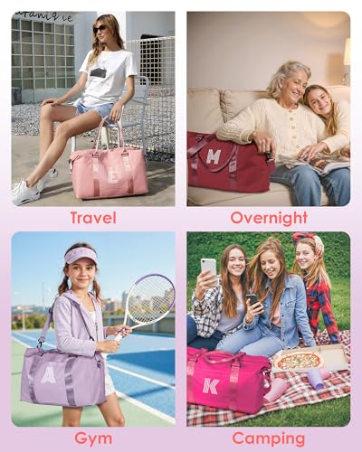 Initial Travel Duffel Bag,Sports Bag,Personalized Weekender Bags - color: Purple, style: J