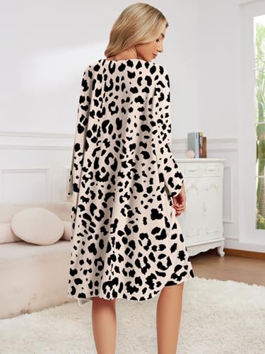 CRIPOM Plus Size Moo Moos for Women Oversized Sleep Shirts with Pockets - color: Leopard