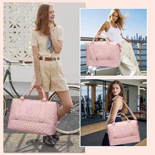 Gift for Teens Personalized Initial Duffle Bag for Girls(Pink,P) - color: Pink, style: P