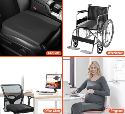 Lofty Aim Car Seat Cushion, Memory Foam Car Seat Cushions for Long Driving - color: Obsidian Speck Black