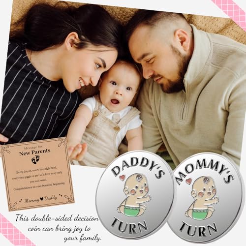 Lovely Double-Sided New Parents Funny Decision Coin with Blessing Card - color: Stylea-silver