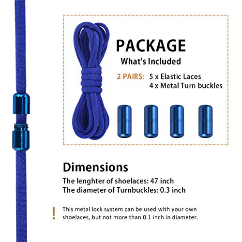 anan520 Elastic No Tie Shoe Laces For Adults,Kids,Elderly,System With Elastic Shoe Laces(2 Pairs) - color: 02-blue