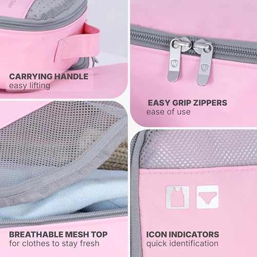Traveler's Choice Cloverland Packing Cubes, 5-Piece Set, Pink - color: Pink