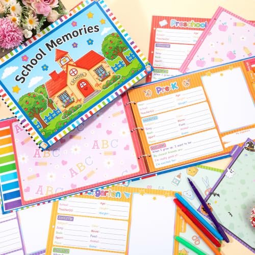 School Memory Book for Kids School Scrapbook Album,Colorful - style: Colorful