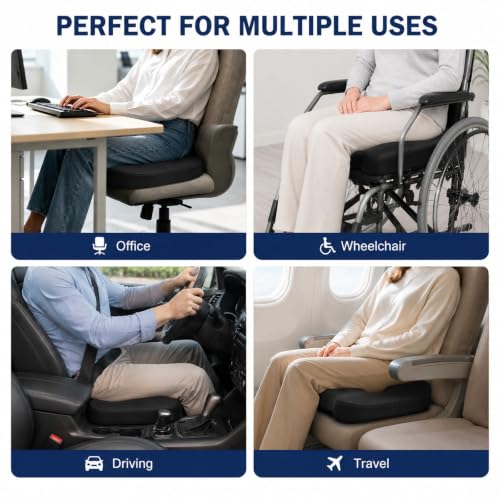 Cooling Ergonomic Memory Foam Seat Cushion, Breathable Mesh Cover, Black - color: Mesh Balck