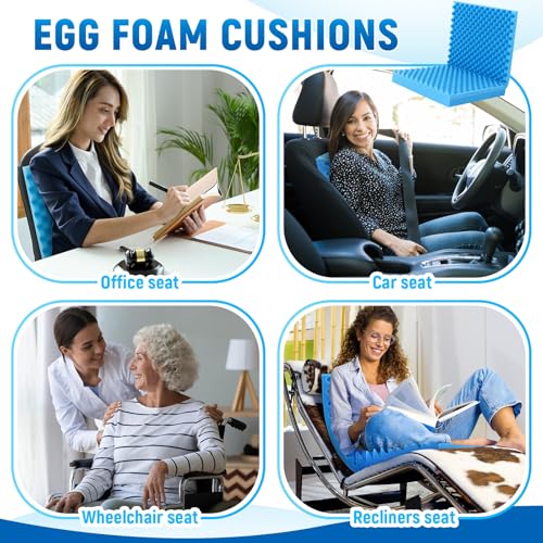 Geiserailie 1 Pcs 32 x 18 x 3 Inches Egg Foam Pad Cushions for Chair, Blue - color: Blue