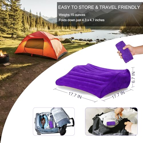Inflatable Wedge Pillow for Traveling, Blow Up Travel Wedge Pillow