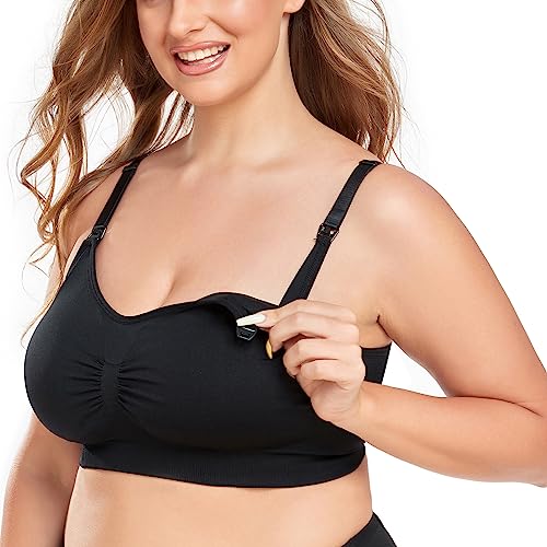 Suekaphin 5PACK Nursing Bra Wireless Bra Women's Sleeping Maternity Bra Breastfeeding Bra - color: Black/Nude/Gray/White/Lightblue, size: XX-Large