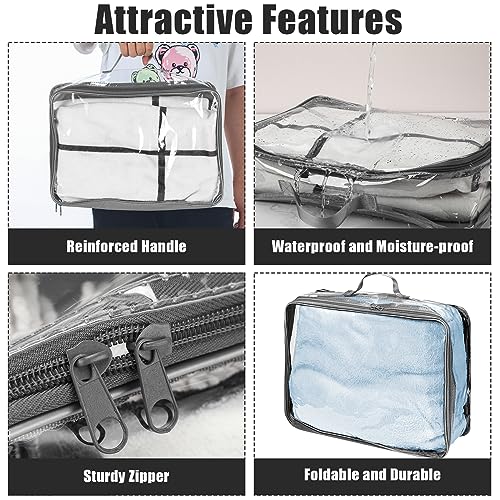 Hillban 6 Pcs Large Clear Packing Cubes for Travel, 3 Sizes PVC Bags, Gray - color: Gray