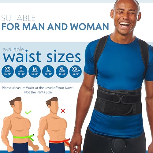 Selbite Posture Corrector for Men and Women - Back Brace for Upper and Lower Body Support - Adjustable Straightener with Pain Relief and Muscle Memory (Medium)