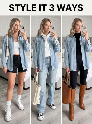 Dokotoo Womens Button Down Oversized Distressed Boyfriend Jean Jacket - color: A Beau Blue, size: Large