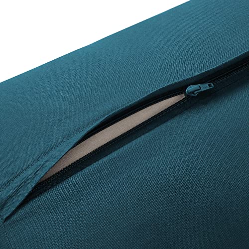 Yoga Meditation Cushion, 25" x 12" Rectangular Bolster with Organic Cotton Cover - color: Teal