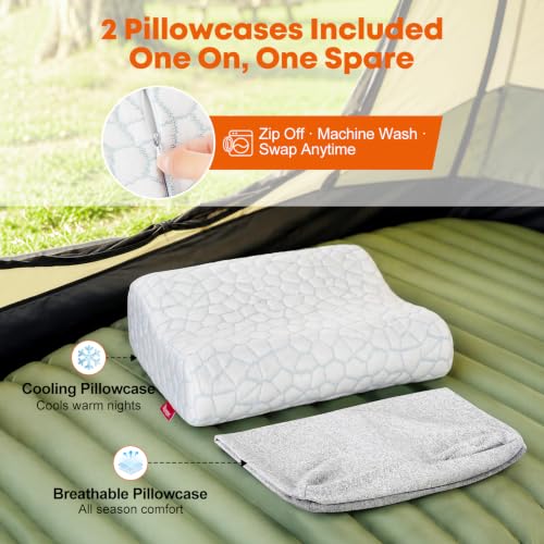 Trakiom Travel Camping Memory Foam Pillow, Portable Compact Contour Pillow
