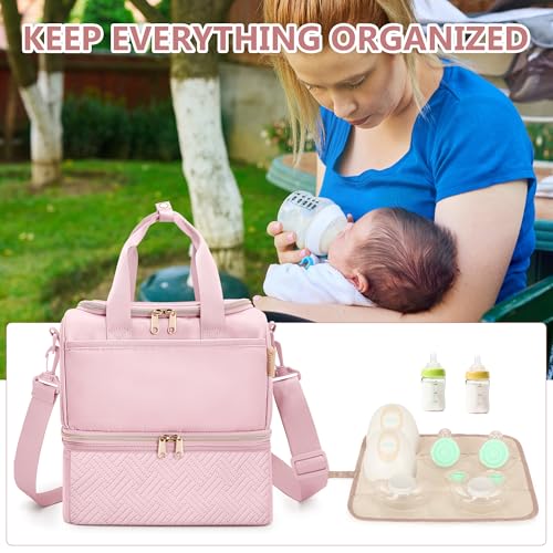 Fasrom Wearable Breast Pump Bag with Breastmilk Cooler Compartment - color: Pink