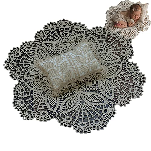 Zeroest Newborn Photography Lace Blanket Posing Props Set (Khaki) - color: Khaki