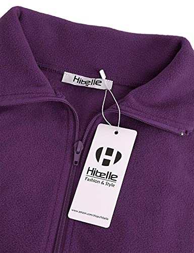 Hibelle Women's Outdoor Full-Zip Thermal Fleece Jacket with Pockets - color: 210-purple, size: Medium