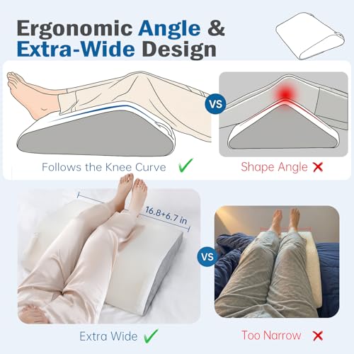 Vekkia Knee Wedge Pillow for Back Sleeping, 7" Leg Pillow with Dual Handles - size: Knee Wedge Pillow-1PCS