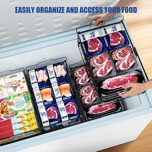 2Pcs Freezer Organizer Bins,11 to 17 inchs Large Stackable Containers - style: Expansion stack - 2-piece