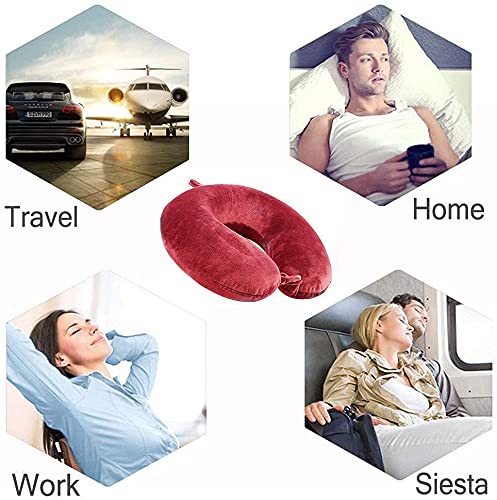 Travel Pillow - Memory Foam Neck Pillow Support Pillow,Luxury Compact & Lightweight Quick Pack for Camping,Sleeping Rest Cushion (Red) - color: Red