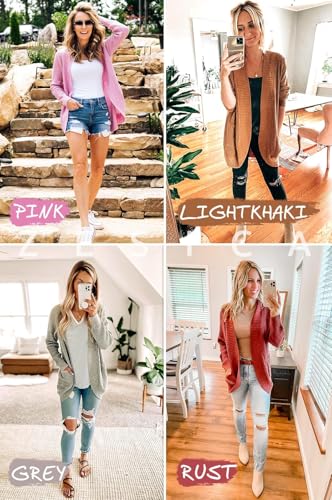 ZESICA Womens Fall Fashion Open Front Cardigan Sweaters - color: Coffee, size: X-Large