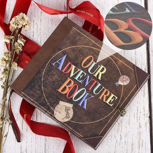 Our Adventure Book 148-Page DIY Handmade Scrapbook with Retro-Style Embossed Letter Cover - Perfect Travel Diary & Memory Album for Couples, Ideal for Anniversaries & Weddings, Father's Day Gift - color: Retro Letter, size: Various Sizes