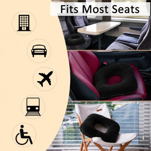 Hshbxd Donut Pillow, Tailbone Cushion for Wheelchair, Office and Travel - color: Black