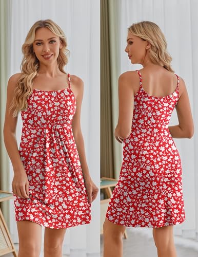 Ekouaer Womens Nursing Dress Summer Breastfeeding Maternity Clothes - color: Red Daisy Floral, size: Medium