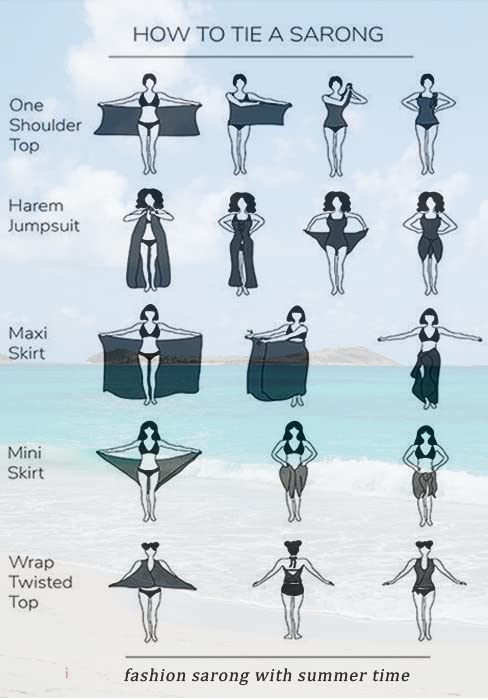 Ekouaer Women Sarong Swimsuit Beach Chiffon Bikini Wraps Sheer Coverups - color: Blue