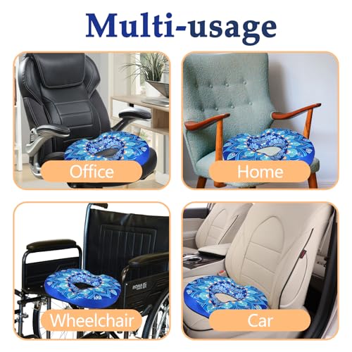 Donut Pillow for Hemorrhoids Seat Cushion for Tailbone Pain Relief - color: Mandala Blue