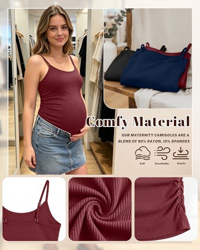 3 Pack Women's Maternity Tank Tops - color: Burgundy, Navy Blue, Black, size: Small