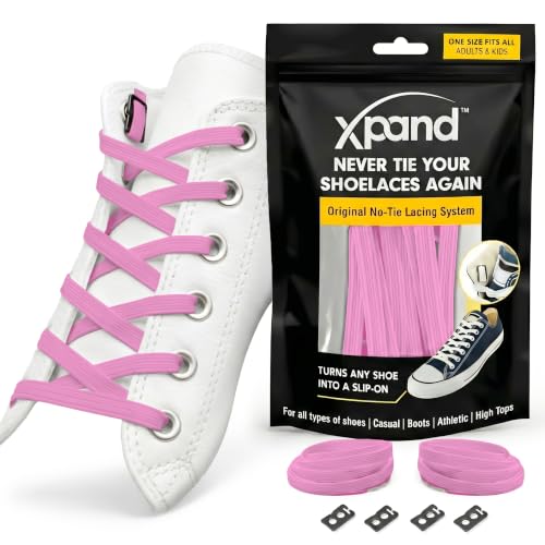 Xpand No Tie Elastic Shoe Laces for Sneakers - Shoelaces for Adults & Kids - color: Soft Pink