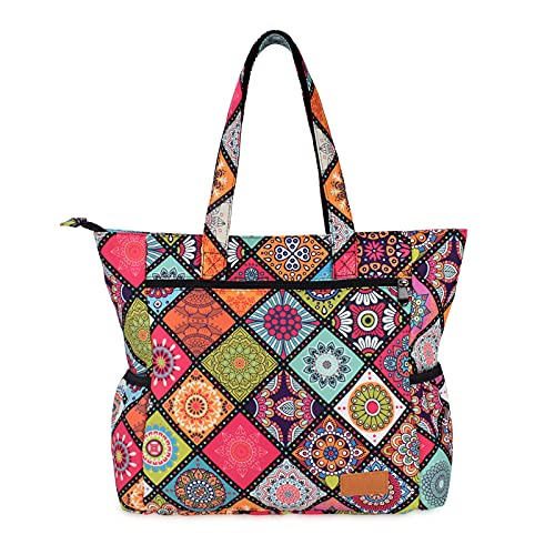 CLOUDMUSIC Shoulder Tote Bag For Nurses Teachers Work Gym Travel Beach Women With Large Capacity Waterproof - color: Bohemia Pattern 2