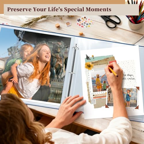 12x12 Inch Large Scrapbook Photo Album, 3 Ring Binder, Navy - color: Navy, size: 12"x12" 40Sheets