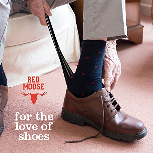 Red Moose Shoe Horn Long Handle Metal 24 inch - Durable and Sturdy for Shoes and Boots - color: Black