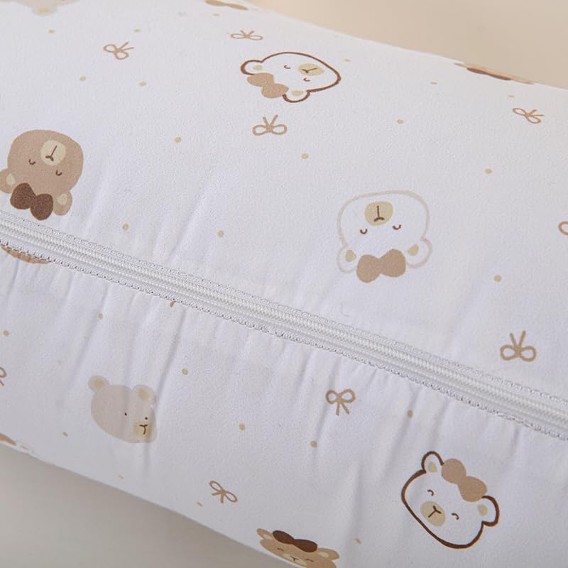 U-Shape Breastfeeding Nursing Pillow Set, 1 Insert and 2 Removable Covers - color: White & Brown Teddy Party