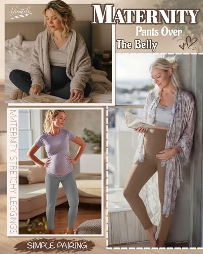 3 Pack Women's Maternity Pants Home Lounge Pajamas - color: Black, Heather Gray, Khaki, size: XX-Large