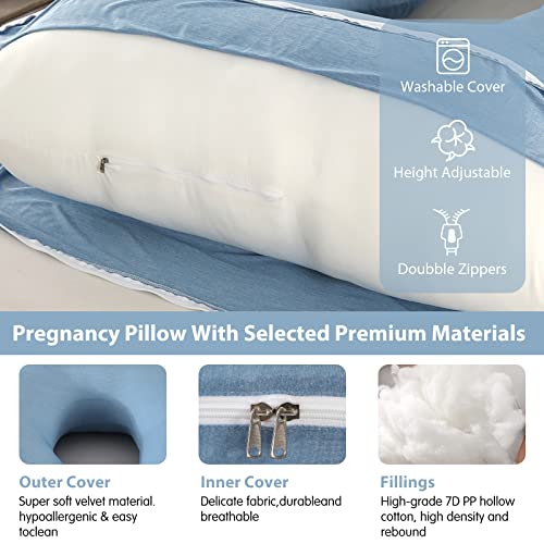Elover U Shaped Pregnancy Pillow,Full Body Maternity Support - color: Cooling -Haze Blue