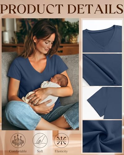 Women's Nursing Breastfeeding Shirts - color: Haze Blue, size: XX-Large