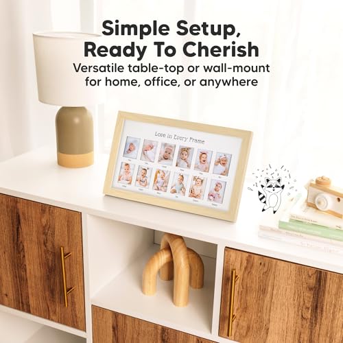 KeaBabies My First Year Photo Frame,12 Months Baby Picture Frame (Ash Wood) - color: Ash Wood