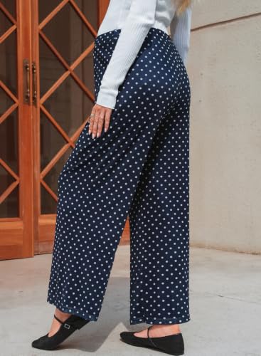 BLENCOT Women's Maternity Flowy Pants Polka Dot Pregnancy Trousers - color: Blue, size: X-Large