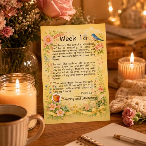 Pregnancy Scripture Prayer Cards, 20 Weekly Milestone Cards for Expecting Mothe