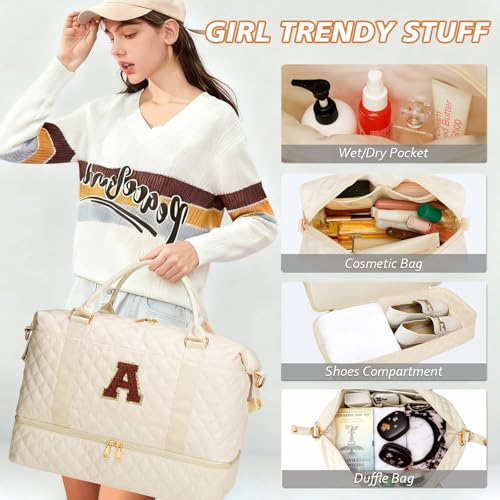 Personalized Gifts for Women Weekender Duffle Bags(Beige,A) - color: Beige, style: A