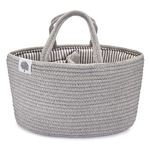 Parker Baby Co. Soft Rope Diaper Caddy Organizer for Nursery & Car - Gray - color: Gray