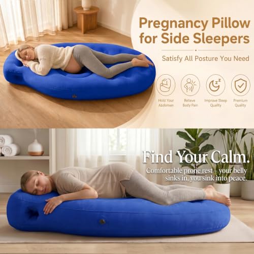 Inflatable Pregnancy Pillow Belly Hole Pool Float for Stomach Sleepers - color: Blue